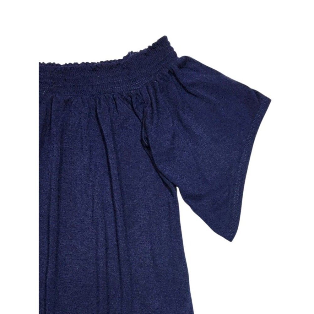 Lilly Pulitzer Big Girls Navy Off Shoulder smocked neckline Top Size XS/ XXS - Picture 2 of 10